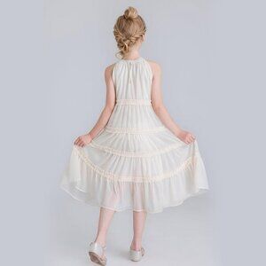 NEW Girls size 10 Girls Halter Neck Sleeveless White Summer Dress